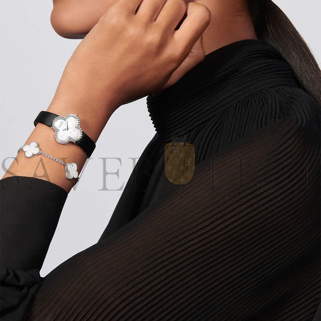 V*N CL*F arpels vintage alhambra bracelet, 5 motifs - white gold, mother-of-pearl  vcarf48400